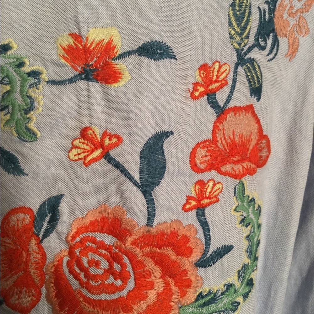 Zara Embroidered Denim Blouse - Picture 6 of 8